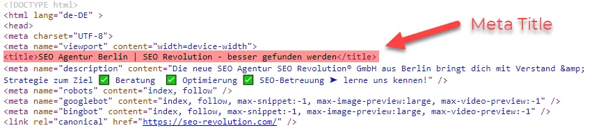 meta title html code